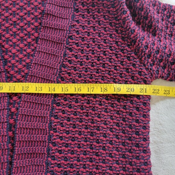 Talbots Wool Blend Cardigan Large Open Front Knit Cardigan Red Blue Long Sleev - Picture 6 of 9